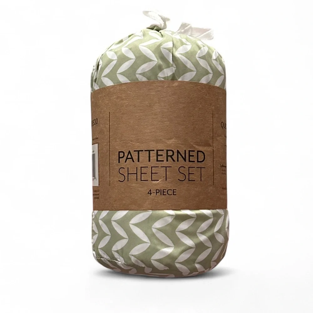 Patterned 4-Piece Queen Sheet Set in Sage Green - Picture 1 of 3